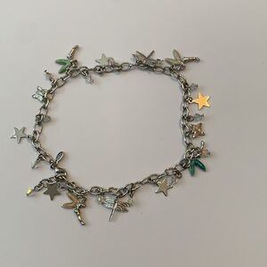 Kirks Folly  FAIRY Ankle Bracelet Silver Tone 🧚 Fairy ⭐️ Stars and Dragon Fly